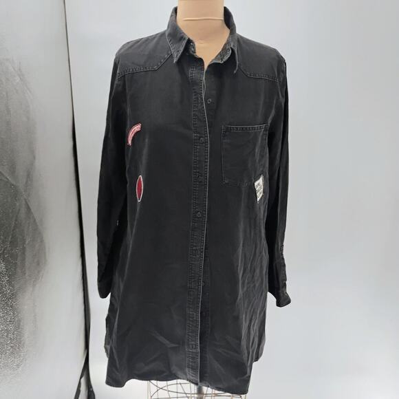 Zara Basic Black Denim Shirt Dress - Picture 1 of 13